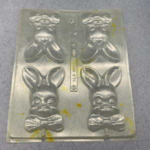 Plastic Candy Craft Mold Bunny Head Bowtie Lollipop Sucker Easter Rabbit Hare